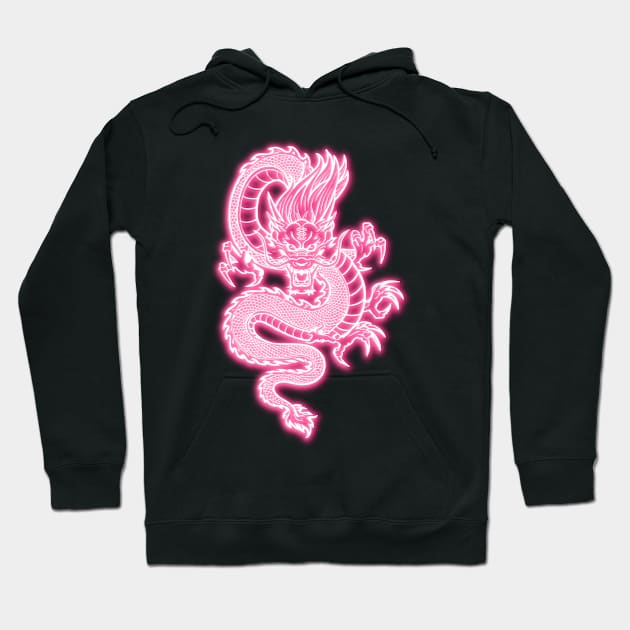 Pink Neon Glow Chinese Dragon Hoodie by la chataigne qui vole ⭐⭐⭐⭐⭐